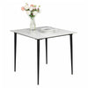 Industrial Square Marble Dining Table Kitchen Eating Table & Black Legs 4 Seater