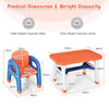 Kids Table and Chair Set Children Activity Art Study Desk Set W/ Building Blocks