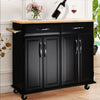 Rolling Kitchen Cart Microwave Tableware Storage Dining Room Kitchen Cupboards