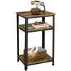 Side Table Rustic Industrial End Telephone Table with 2-Tier Shelves
