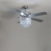52" Ceiling Fan 5 Chrome Blades LED Crystal Chandelier Lamp with Remote Control
