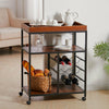 Mobile Cocktail Drinks Trolley Mini Bar Table With Wood Shelf Wines Storage Rack