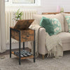 Side Table Flip Top End Table Couch Arm Chair Side Table w/ Storage Shelf