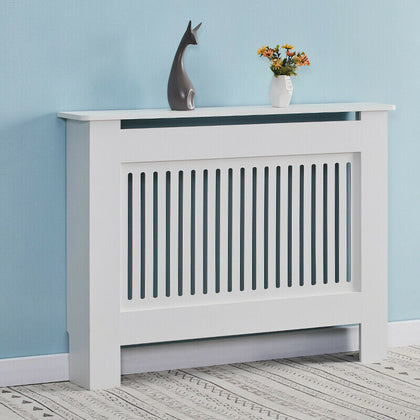 Radiator Cover White MDF Wood Grill Shelf Cabinet Home Traditional 109*82*19 cm
