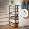 7 Tier Shoe Rack Vertical Tall Storage Shelf Unit Cabinet Organizer Rustic Brown