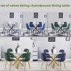 4x Velvet PU Leather Dining Chairs&Round Tempered Glass Dining Table Dining Set