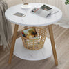 Elegant White 2 Tier Side End Table Round Coffee Tea Table Sofa Wood Legs Home