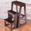 3-Tier Folding Step Stool 3-in-1 Wooden Stepladder Portable Display Flower Shelf