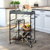 4-Tier Kitchen Serving Trolley Rolling Storage Cart W/ Wine Rack & Glass Holder