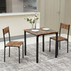 3 Pcs Compact Dining Table 2 Chairs Set Wooden Metal Legs Kitchen Breakfast Bar