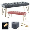 Long Seat Bench Dining Chairs Soft Velvet Padded Golden Steel Legs Lounge Stool