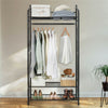 Classic Black Clothes Rail Metal Garment Rack Coat Stand with Top Storage Shelf