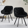 2 x Rotatable Dining Chairs Padded Velvet Seat Metal Legs Swivel Kitchen Modern