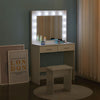 Modern White Dressing Table Makeup Desk With LED Mirror Stool 2 Drawers Bedroom