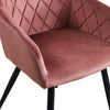 Set of 2 Pink Dining Chair Velvet Breakfast Chair Metal Legs Dining Room Kitchen