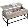 Industrial Split Lift-top Coffee Table with Storage Compartments & Metal Legs