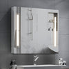 Wood Bathroom Cabinet LED Mirror Touch Switch Staorage Wall Mounted 2 Door