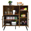 Kitchen Sideboard Wooden Storage Cabinet Cupboard w/Glass Doors Adjustable Shelf