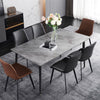 Rectangular Marble Dining Table 4-6 Seaters Black Metal Legs Kitchen Furniture