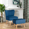 Home Velvet Accent Chair Ottoman Set Oyster Occasional Chair Upholstered Living