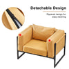 Single Faux Leather Sofa Brown Armchair Metal Legs Living Room Office Modern