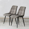 2x Grey Velvet Dining Chairs Metal Leg Padded Seat Dining room Office Chair