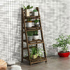 Vintage Wooden Ladder Flower Plant Stand Foldable 4 Tier Display Rack Bookshelf
