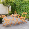 3Pcs Garden Bistro Set, Folding Outdoor Chairs and Table Set, Teak