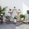6 Pots Wood Plant Stand Sturdy Triangular Plant Shelf Flower Stand Storage Rack