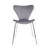 Dining Chairs Set of 2 Velvet Grey Padded Seat Chrome Legs Kitchen Home Office