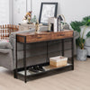 2 Drawers Console Table Black Metal Frame & Wooden Drawers and Shelf Furniture