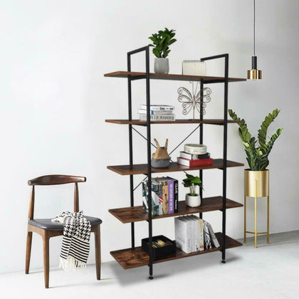 Industrial Bookcase Storage Tall Shelf Metal Display 5Tier Ladder Shelves UK