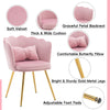 Velvet Upholstered Accent Chair Wing Back Armchair with Pilow & Metal Legs Pink