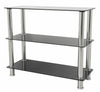 Black Glass 3 Tier Shelving Unit Shelf Storage Display Cabinet Metal Chrome Legs