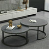 Set of 2 Nesting Tables Marble Coffee Table Semi Circle Accent Dual End Tables