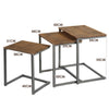 Stackable Nesting Tables Set of 3 Industrial Coffee Snack End Table C-Shaped