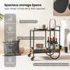 Mobile Buffet Serving Cart Kitchen Trolley Utility Cart Industrial Bar Cart