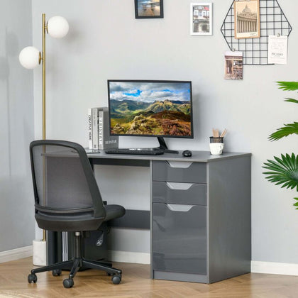Computer Desk w/ Drawers Modern Writing Workstation for Home Office Grey