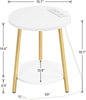 End Table with Charging Station 2-Tier Round Side Table 15.7”L x 15.7”W x 19.7”H