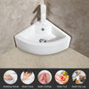 Bathroom Corner Ceramic Vessel Sink Counter Porcelain Bowl Basin W/ Faucet Hole