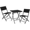 3 Pcs Outside Garden Furniture Rattan Design Foldable Table & Chairs Bistro Set