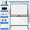 Rolling White Board Reversible Dry Erase Board Height Adjustable Whiteboard