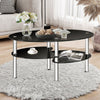 3-Tire Modern Oval Tea Table Smooth Glass Coffee Table Sofa End Side Table