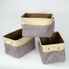 3Pcs Storage Baskets Foldable Linen Fabric w/ Handle Toy Clothes Organizer Box