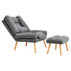 Modern Single Fabric Grey Recliner Armchair Sofabed Sleeper Chair With Footstool