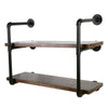 Wooden Bookshelf Metal Wall Floating Retro Industrial Pipe Display Shelf Storage