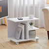 Rolling Sofa Bedside Table W/ Storage Shelves Wooden Printer Stand Home Office