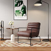 Upholstered Distressed Faux Leather Tan Armchair Chair Lounge Sofa Living Room