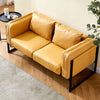 Faux Leather Sofa Armchair Couch Living Room Metal Leg 1/2 Seaters Yellow Brown