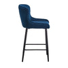 Pair of Velvet Blue Bar Stools Bar Chair with Soft Seat Home Kitchen Modern